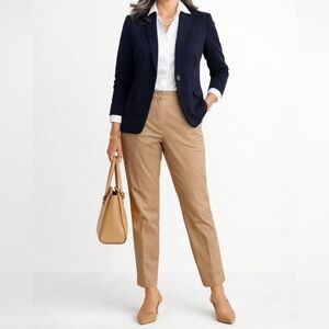 Talbots Hampshire Career Business Casual Straight Leg Ankle Pants Khaki 14P